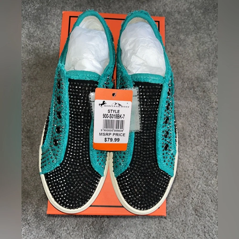 NEW Montana West Women’s Embroidered Aztec Bling Shoes 7 - Picture 3 of 6